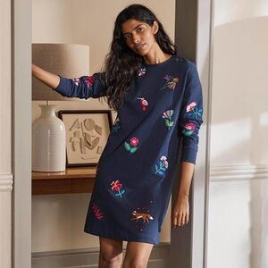 Boden ‘Jasmine’ sweatshirt embroidered dress size 14